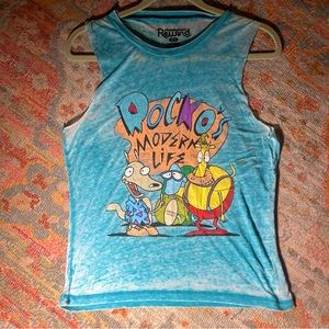 Nickelodeon Rocko’s Modern Life Teal Blue Tank Top Sleeveless T-Shirt Size XS
